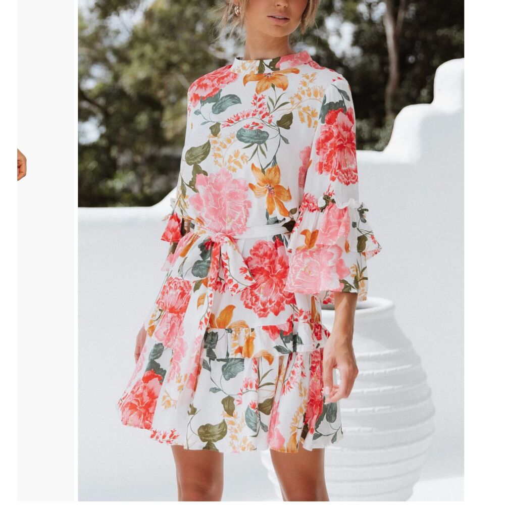Petal And Pup Peta Floral Tiered A Line Dress Peasant Ruffle Nordstrom NWT ***